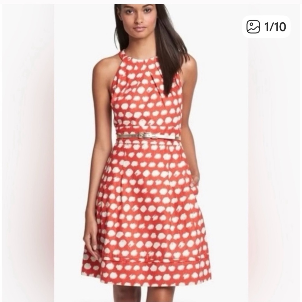 Eliza J Red Polka Dot Fit and Flare Dress